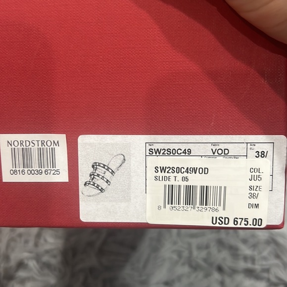 • Valentino Garavani • Rockstud Flat Calfskin Slide Sandal Rosso Red 38.5 Women - Picture 9 of 9